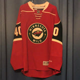 Devan Dubnyk used Wild home Red STITCHED jersey (L)