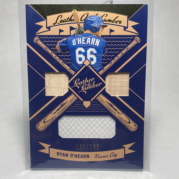 2019 Panini Leather and Lumber Triple Bat-Jersey Relics Gold Ryan O'Hearn 91/299