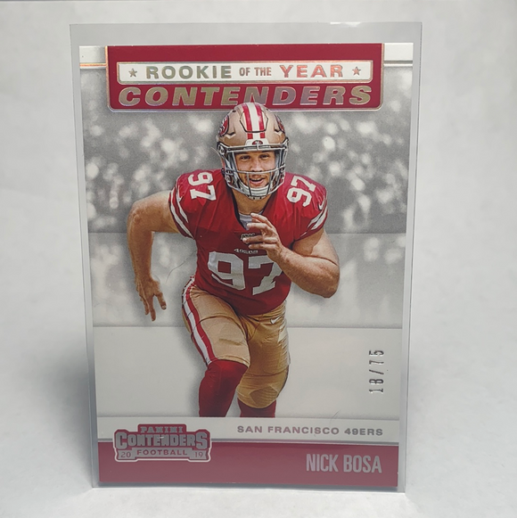 2019 Panini Contenders Rookie of the Year Contenders Silver #8 Nick Bosa 18/75