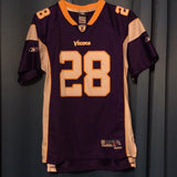 Adrian Peterson used YOUTH Vikings home STITCHED jersey (XL)
